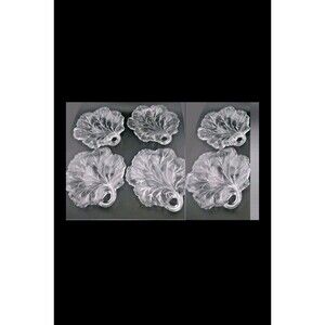 Indiana Glass Pebble Leaf Clear 6" Salad Dessert Bread Lunch Plates VTG Lot Of 6